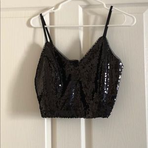 Black sequin crop top